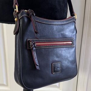 Dooney & Bourke Black Leather Shoulder/Crossbody Bag with Red Accents